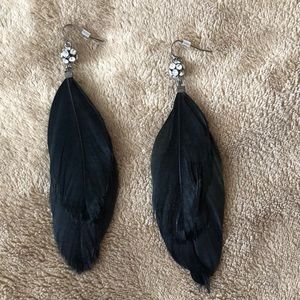 Black feather earrings